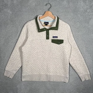 Patagonia Women Organic Cotton Quilted Snap-T Pullover Size MEDIUM Beige Sweater - Bild 1 von 11