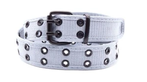 Herren Baby blau Stoff Gürtel zwei Metall Halter mit schwarzer Schnalle XL 42 - 44" #1021 - Bild 1 von 3