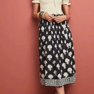 Anthropologie Payal Jain Emblematic Midi Skirt boho Embroidered Size 6 black - Picture 1 of 12