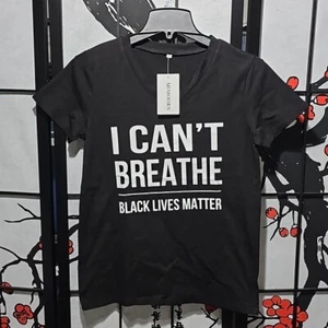 Schwarzes Lives Matter I Can't Breathe T-Shirt mit V-Ausschnitt Größe Small neu mit Etikett - Bild 1 von 5