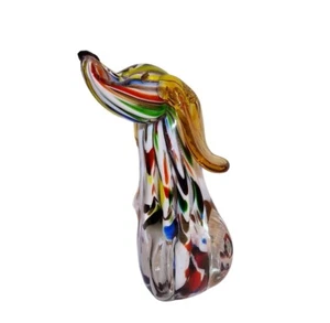 Vintage Venetian Hand Blown Glass Dog Figurine Multicolor Striped Sticker - Picture 1 of 14