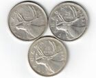 3 X CANADA 25 CENTS QUARTERS KING GEORGE VI SILVER COIN 1937 1938 1939