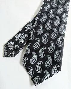 Mens Cremieux Silk Seven-Fold Neck Tie - Ltd Edition Made in Italy -Black & Gray - Picture 1 of 3