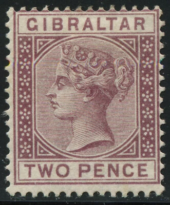 Gibraltar 1886-87 QV 2d. brown-purple SG 10, Mint Hinged MH - Image 1 of 2