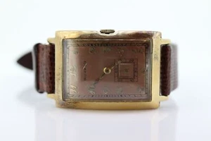 14k Movado Rechteck Handaufzug Uhr. Antike Herren Armbanduhr Movado Vintage Tank - Bild 1 von 9