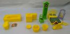 Vintage Dollhouse Furnitue Yellow Plastic Bathroom Bedroom