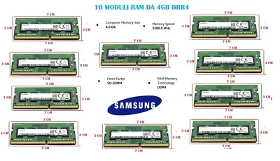 10 Samsung RAM SODIMM 4 GB DDR4 3200MHz 1Rx16 PC4-3200AA 260pin M471A5244CB0-CWE - Immagine 1 di 4