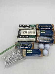 (8 Boxes) Top Flight XL Pure Distance and MAXFLI STEEL SPIN Golf Ball/Golf Tee - Picture 1 of 5