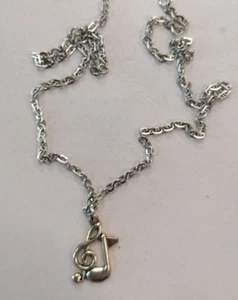 Collana Nota e Chiave di Violino Colore Argento 44 cm Regalo Musicale - Picture 1 of 1