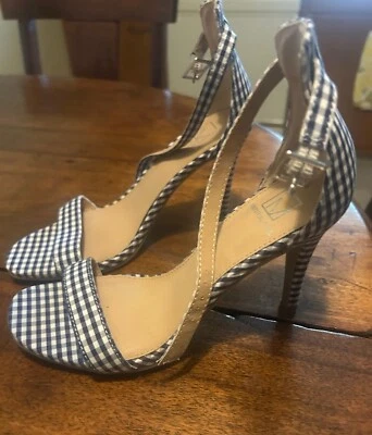 Material Niña en tela azul y blanco sandalias talla 6 Foto 1 de 2