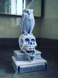 Nachbarschaft Eule Totenkopf Kammer 18SS Keramik Brenner Räucherwerk Wohndeko H24cm Neu - Bild 1 von 20