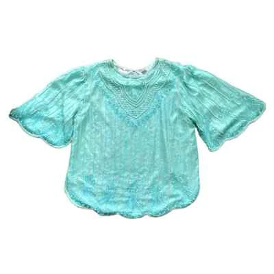 Blusa de seda para mujer XL vintage con lentejuelas hecha en Los Ángeles pieza de lujo Foto 1 de 4