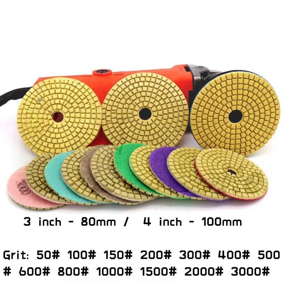 For Marble Concrete Marble Tile Diamond Polishing Pads Wet Dry 3 Inch 4 Inch - Image 1 of 2