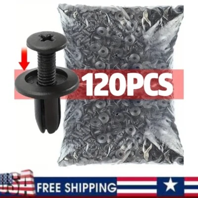 120PCS 8mm Bumper Clips Retainer Auto Car Plastic Rivets Fastener Fender Push  - Image 1 of 4