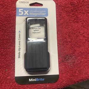 Carson MiniBrite 5x Magnifier Power LED Lighted protective Slide up lens cover - Picture 1 of 2