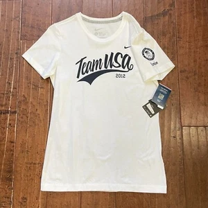 Nike Team USA 2012 Olympiade London T-Shirt Damen Large Slim Fit Weiß NEU Neu mit Etikett - Bild 1 von 8