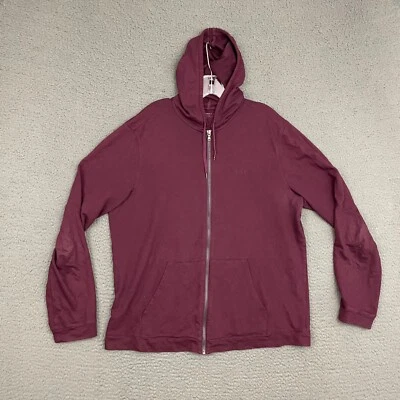 John Varvatos Sudadera con Capucha Para Hombres Grande Borgoña Cremallera Completa Suéter Bolsillos Informal Papá Foto 1 de 4
