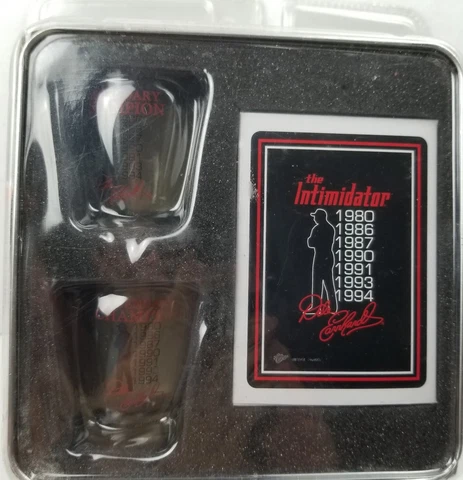Dale Earnhardt Shot Glasses Playing Cards Tin Intimidator NASCAR Winners Circle Cover