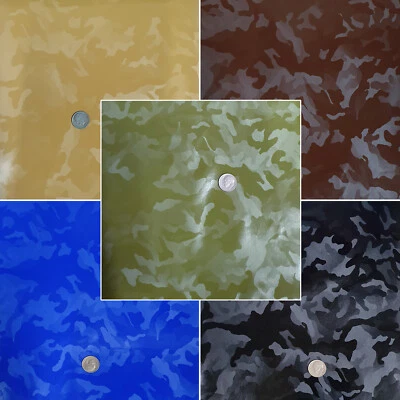 Camouflage Vinyl Pleather Fabric Waterproof Raincoat Clothing Faux Leather 54'w - Image 1 of 4
