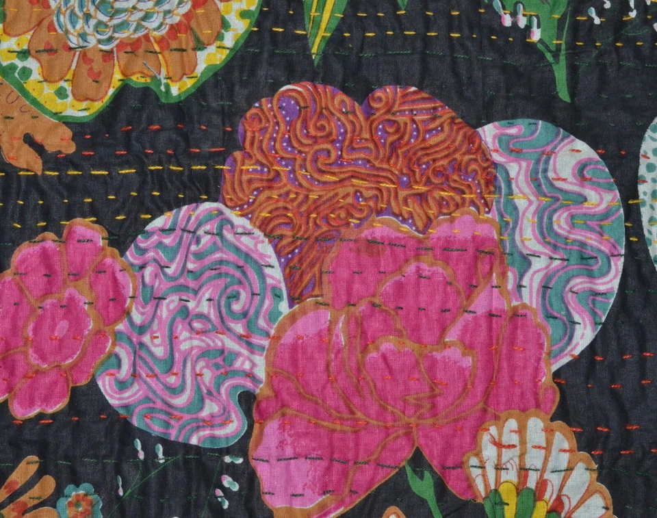 Sábana bajera de algodón vintage hecha a mano para la reina india Gudari Foto 1 de 4