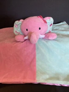 Okie Dokie Plüsch Lovey Elefant rosa und grün Sicherheitsdecke Rassel zweifarbig - Bild 1 von 6