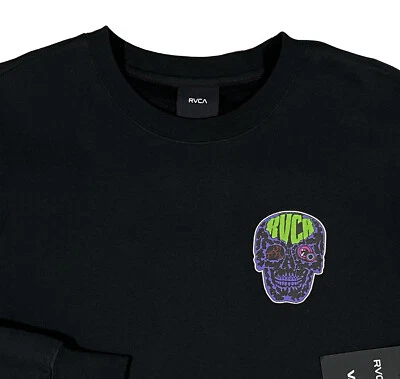 Moletom Masculino RVCA Preto + Algodão Caveira + Gola Redonda Pequeno P Novo com etiquetas Cool! - Imagem 1 de 4