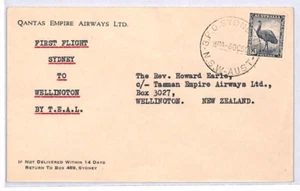 AUSTRALIA Air Mail Cover FIRST FLIGHT QANTAS/TEAL Sydney Wellington 1950 YM121 - Picture 1 of 10