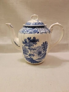 Villeroy & Boch Burgenland Germany White and Blue Coffee Tea Pot Green Mark - Picture 1 of 15