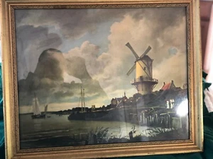 Vintage Lithographie der Niederlande genannt DIE ALTE MÜHLE - Bild 1 von 3