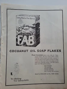 1922 Colgate's FAB detergent box cocoanut oil soap flakes vintage ad - Picture 1 of 1