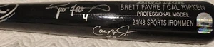 CAL RIPKEN JR & BRETT FAVRE IRONMEN SIGNED, AUTO ORIOLES/PACKERS BAT: MLB & JSA - Picture 1 of 4