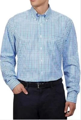 KIRKLAND SIGNATURE MEN'S TRADITIONAL FIT DRESS PLAID SHIRT (BLUE)NWT - Image 1 of 4