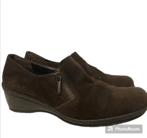 Aquatalia Suede Low Wedge Side Zip Round Toe Shoes By Marvin K. Brown - Picture 1 of 6