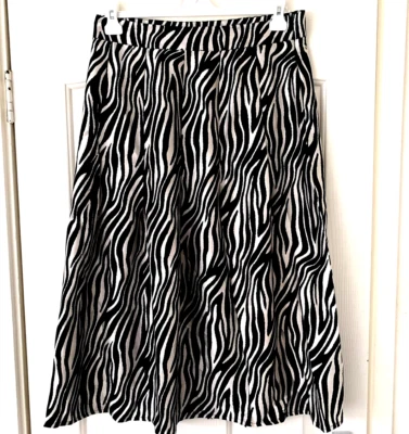 Studio Satin Midi Skirt, Size UK 14, Black/Cream Zebra Print, RRP £30 (XL2668) - Image 1 of 4