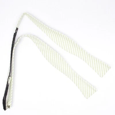 Pajarita Gladson Para Hombres Seersucker Pajarita Primavera Verde Blanco Rayas Algodón Italia Foto 1 de 3