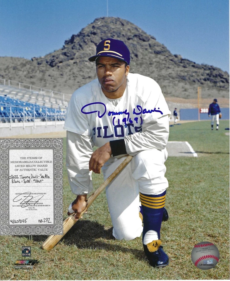 d2022 Tommy Davis signed Seattle Pilots - 8x10 "1969" - AUTHENTIC - Image 1 of 1