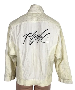 Vtg 1989 80s Nike Air Jordan Flight Warm Up Track Jacket Ivory Lined Mesh M/L - Picture 1 of 10