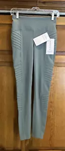 Athleta Women’s Size XS Sage Green Delancey Textured Moto Tight Leggings NWT - Picture 1 of 8