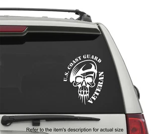 US Coast Guard Veteran Vinyl Decal Truck Van Vehicle Wall Window Skull Sticker - Picture 1 of 1