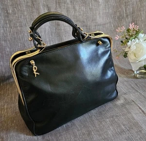 Women's Roberta Di Camerino Black Leather Luxury Top Handle Handbag - Picture 1 of 16