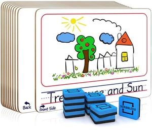 10 Pack Double Sided Whiteboards 9x12 Story Lined Dry Erase Boards with Erasers - Picture 1 of 8