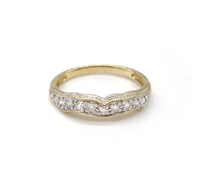 Vintage Stil Sterlingsilber geschwungener Bandring mit funkelnden runden Akzenten Gr. 6 - Bild 1 von 5