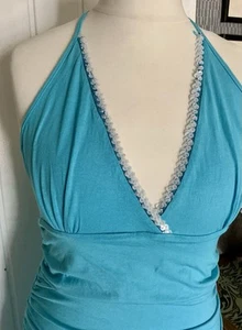 PILOT True Vintage Stretch Waterfall Skater Dress Halter Neck VGC & Clean R 145 - Picture 1 of 10