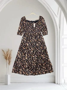 Ann Taylor Women’s Floral Smocked Midi Dress Size 12 Fall Chic NWT $179 - Picture 1 of 23