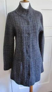 Eileen Fisher Coat Dress Sz Small Deep Charcoal Button Down Wool Blend - Picture 1 of 9