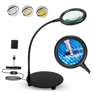 6X Lupa con Luz y Soporte, 3 Modos de Color Regulable Iluminado LED - Imagen 1 de 7