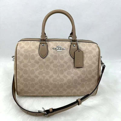 Coach Rowan Large Satchel Crossbody Bag In Signature Canvas In Sand Taupe CV959 - Image 1 of 4