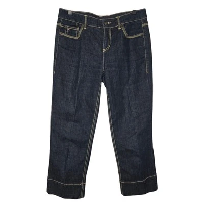 Pantalones de mezclilla capri de pierna ancha tiro clásico lavado oscuro vintage Tommy Hilfiger 4 Foto 1 de 4