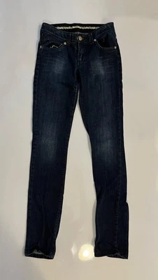 Pantalones de mezclilla FAITH Connexion Celia ajustados para adolescentes 26" cintura azul oscuro adorno GOD LOVE Foto 1 de 4