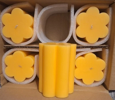 New Set of 6 Room Essentials 3.75" H Flower Shaped Pillar Candle Unscented Gold - Image 1 of 4